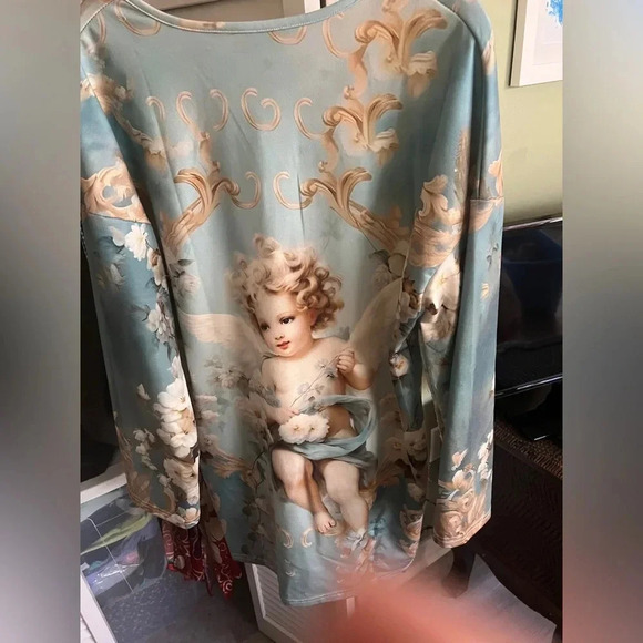 Romantic Cherub Tunic V Neck Tunic Top L - Picture 4 of 4